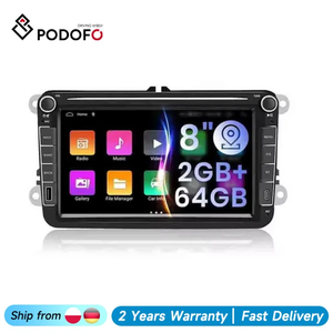 Radio Estéreo para Auto Podofo de 8'' con 2+64GB, Android, Doble DIN, CarPlay, Android Auto, GPS, WiFi, FM, RDS, EQ para VW/SAGITAR/JAT - Product Image 1