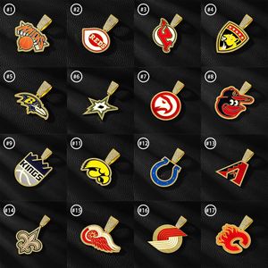 14K Gold Plated <strong>Iced</strong> <strong>Out</strong> Sports Team Logo Pendant with <strong>Cuban</strong> <strong>Link</strong> <strong>Chain</strong> - CZ Enamel NFL NBA NHL MLB Hip Hop Jewelry - Product Image 1