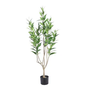 Latex réel toucher feuilles vertes plantes artificielles branches d'arbre tronc PU pour la décoration intérieure et extérieure