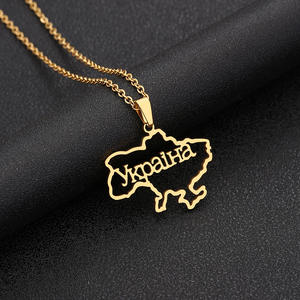 2024 carte <span class=keywords><strong>du</strong></span> <span class=keywords><strong>monde</strong></span> collier en acier inoxydable pendentif collier ukrainien Continents clavicule charme jour de la terre cadeau pour la vente en gros - Product Image 6