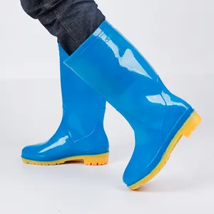 Desain Logo Anda Sendiri Tahan Air untuk Pria Sepatu Pvc Transparan Sepatu Bot Hujan Merah Murah