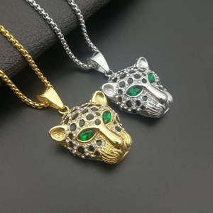 Collier pendentif tête de léopard en alliage rouge et vert, nouveau style OEM - Product Image 1