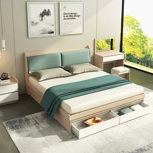 Contenitore alto Design in legno schienale morbido in legno melaminico moderno letto alto con plateau