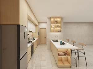 Eco-Friendly Flat Panel Wood Style Modern <b>Kitchen</b> <b>Cabinets</b> with Melamine Board and Solid Wood Doors Direct From China - Product Image 2