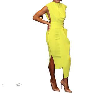 Vestidos de Moda para Mujer, Nuevos, de Color Sólido, Sin Mangas, Ajustados, con Corte Irregular y Curvilíneo - Product Image 2