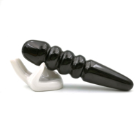 Bâton de massage en obsidienne noire naturelle, design multi-perles en forme de S, verre volcanique, outil de bien-être pour le corps et le visage