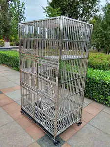 3 capas hogar mascota hábitat gato Villa casas jaula Metal grande Acero inoxidable gato jaula Animal sostenible botón 2 uds - Product Image 5