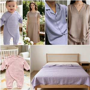 Tissu crêpe double couche en coton peigné biologique certifié GOTS, écologique <span class=keywords><strong>et</strong></span> lourd, pour vêtements <span class=keywords><strong>de</strong></span> bébé <span class=keywords><strong>et</strong></span> textiles <span class=keywords><strong>de</strong></span> maison pour filles - Product Image 5