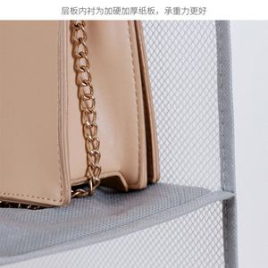 Hanging Closet Purse Organizer 3 Heavy-Duty Mesh <b>Shelves</b> Non-Woven Material Foldable Design <b>Hook</b>-Type Installation Storage Bags - Product Image 4