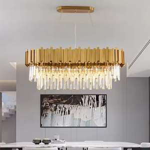 Hotel decorativo sala de estar rectángulo K9 cristal oro Acero inoxidable lujo techo araña - Product Image 2