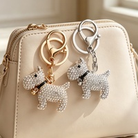 Niedlicher Strass-Scottie-Hund Schlüsselanhänger Glitzernder Kristall-Schnauzer Welpen-Schlüsselring Gold Silber Metall-Taschenanhänger Modeschmuck Geschenk