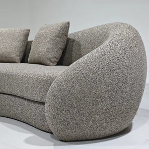 Nuovo Divano di Design da Soggiorno in Stile Semplice Crema a Forma di Luna Semicircolare in Tessuto di Lana d'<span class=keywords><strong>Agnello</strong></span> con Imbottitura in Spugna - Product Image 6