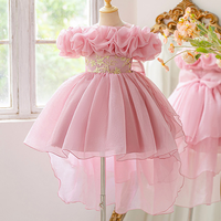 Rok Formal Anak Perempuan Model O-Neck Sepanjang Lutut dengan Desain Renda Jala untuk Pernikahan dan Pertunjukan Festival Anak-anak ODM