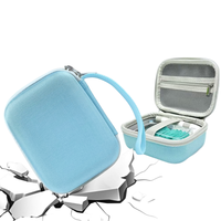 Sac de rangement rigide en EVA avec fermeture éclair, antichoc et portable, bleu, 15x12.5x7.5cm, pour lecteurs de glycémie