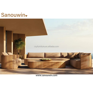 Chaise pivotante en bois élégante et durable pour l'extérieur, en teck vieilli avec rotation à 360° °   Meubles d'extérieur rotatifs - Product Image 2