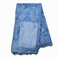 Dentelle brodée pêche populaire du Sénégal avec strass, tissu en tulle maillé africain perlé pour robes de mariée