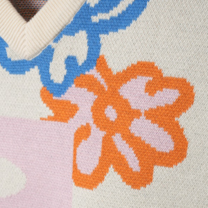 <span class=keywords><strong>Gilet</strong></span> in Maglia <span class=keywords><strong>Beige</strong></span> con Stampa Floreale per <span class=keywords><strong>Uomo</strong></span> - Scollo a V, Motivo Floreale Colorato, Top Senza Maniche Personalizzabile Stile Y2K Streetwear - Product Image 2