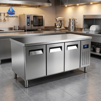 Réfrigérateur de préparation robuste à 3 portes pour plan de travail, réfrigérateur sous-comptoir renforcé pour cuisine mobile, camion de restauration, station de préparation alimentaire