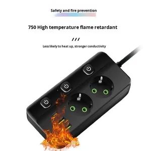 USB <strong>Smart</strong> Switch 10A ABS Power <strong>Strip</strong> 3 USB Ports 2 Outlets EU Standard Zero Live Wire Detection Independent Switch Control - Product Image 3