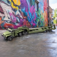 Camion tracteur RC à l'échelle 1/16, semi-remorque surbaissée 6x6, télécommande 2.4G, 3 canaux, fonction 'Suivez-moi', prêt à l'emploi, drift, chargeur métallique