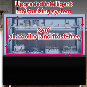 Коммерческая витрина для торта, холодильник, изогнутая стеклянная витрина для торта, холодильная витрина для пекарни со светодиодным светом для выпечки, десерт - Product Image 3