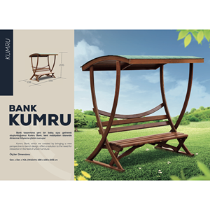 Patio <b>Wooden</b> <b>Bench</b> with Roof for <b>Outdoor</b> Seating - Product Image 3