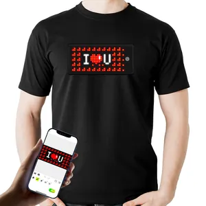 Unisex programmable LED Magic t-shirt APP custom scrolling Message Shining GIF LED Light Up t-shirt