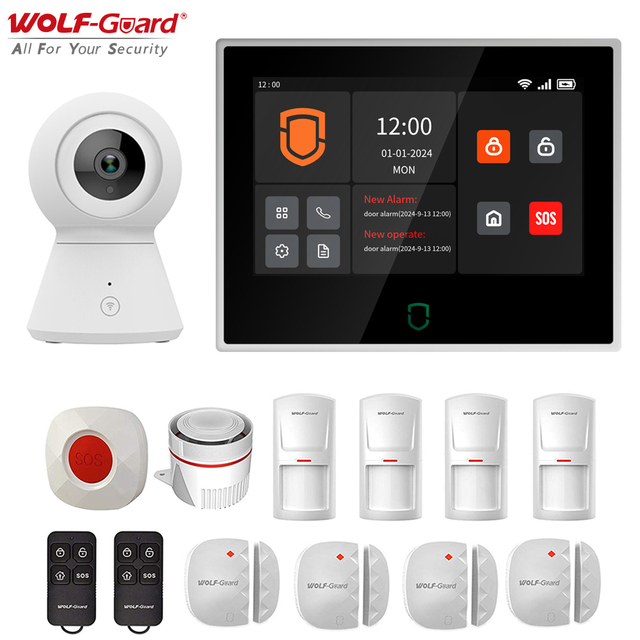 Chitongda 7inch Touch 4G WiFi Full IPS GSM Tuya Smart Home Wireless Security Alarm System ABS 30 Sensors 100-200m Detection