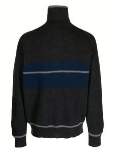 Suéter personalizado para hombre, jersey de Color sólido, sencillo, manga larga, media cremallera, cuello alto, suéter de punto para hombre - Product Image 3