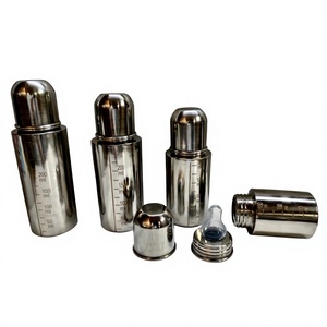 Biberon en acier inoxydable avec graduations, style gobelet pour maman, couleur argent - Product Image 1