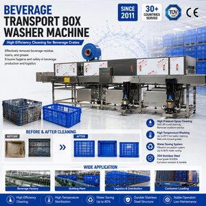 Machine à laver les caisses WINBOND certifiée CE, entièrement automatique, en acier inoxydable 304, avec nettoyage à l'eau chaude, stérilisation et rinçage - Product Image 1