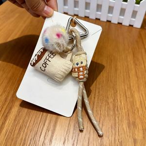 Llavero de felpa de dibujos animados de tela ecológica, duradero, con diseño de muñeca 3D y mosquetón triangular, colgante para bolso de mujer, regalo hecho a mano para niños, cadena para teléfono - Product Image 6