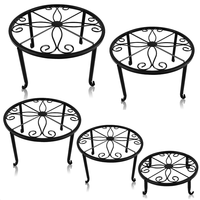 Lot de 5 supports de plantes en métal décents supports de pots de fleurs robustes étagère de pot de plantes en fer antirouille