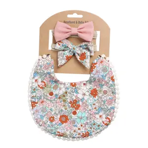 Bandeau imprimé Floral pour bébé, bavoirs Double face pour nouveau-né, garçons et filles, Bandana, vêtements d'alimentation, blouse, couvre-chef pour bébé fille