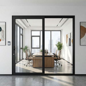 Porte coulissante à double vitrage isolant acoustiquement, en verre trempé, avec cadre en aluminium à rupture de pont thermique, pour bureau, appartement, cuisine, terrasse - Product Image 2