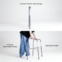 Déambulateur pliable en acier inoxydable pour patients victimes d'AVC, personnes âgées, réglable en hauteur sur 6 niveaux, cadre de marche de rééducation
