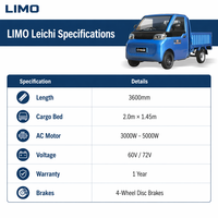 Camioneta Eléctrica LIMO EV, Estándar de Exportación, Vehículo de Cuatro Ruedas, Mini Camión Volquete Eléctrico, Camión de Carga Eléctrico con Caja