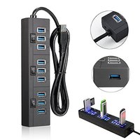 Nueva luz LED transfronteriza, de 4 pies Cable/1,2 m de largo, transferencia de datos de 5Gbps, concentrador USB 3,0, divisor USB de 10 puertos, PC, portátil, Stock