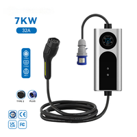 Chargeur EV fiable 7kW 32A 230V, chargeur de voiture électrique Type 2 EVSE, chargeur domestique portable de niveau 2, Wifi/application mobile en option