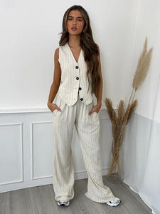 Conjunto de <span class=keywords><strong>Chaleco</strong></span> y Pantalones <span class=keywords><strong>con</strong></span> Rayas Verticales Personalizado <span class=keywords><strong>para</strong></span> Primavera 2026 - Elegante Traje de Dos Piezas <span class=keywords><strong>para</strong></span> Oficina, OEM/ODM por Fábrica de Ropa China - Product Image 2