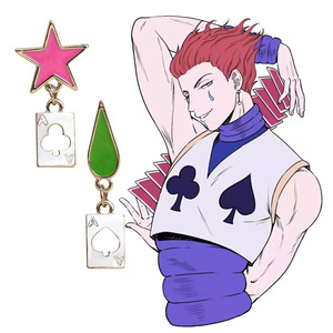 4 colores de alta calidad Metal Charm Poker Card pendientes para Anime Hunter personaje <span class=keywords><strong>Hisoka</strong></span> <span class=keywords><strong>Cosplay</strong></span> - Product Image 1