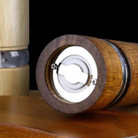 Verstellbare Keramik-Rotor Manuelle Pfeffer- & Salzmühle Holz-Acryl-Streuer mit Nachfüllbarer Eichenholz-Gewürzmühle
