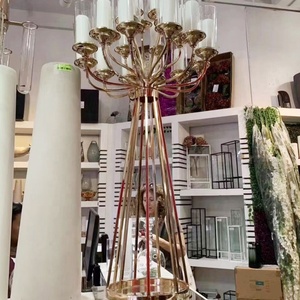 Bougeoirs <span class=keywords><strong>vintage</strong></span> en métal doré, 16 lumières, vente en gros, chandelier - Product Image 2