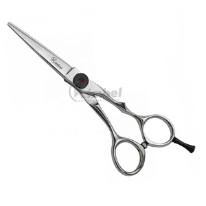 Tijera de peluquero profesional, cuchillas rectas de acero inoxidable, punta afilada de calidad súper fina, mango medio para diestros personalizable - Product Image 1