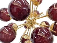 Magnifique lustre Sputnik avec 18 boules de verre, finition laiton doré, éclairage LED, intensité réglable, style moderne du milieu du siècle, pour la maison