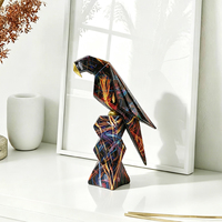 Figurine d'oiseau abstraite créative en résine, imprimée par transfert d'eau, perroquet coloré pour la décoration de la maison, du salon ou du bureau