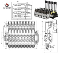 Hy-waloil DCV60 série 8 bobines, Section de poignée télécommandée, vanne directionnelle électro-hydraulique pour machines agricoles
