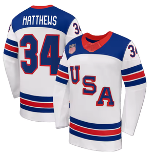 Großhandel 2026 Herren USA Eishockey-Trikot Königsblau Weiß # 34 Auston Matthews Vollständig Besticktes Trikot Versandbereit - Product Image 2