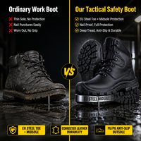 Bottes de sécurité en cuir croûte en gros, norme européenne, avec embout et plaque en acier, semelle extérieure en PU, anti-écrasement, résistantes à l'huile, chaussures de travail EPI