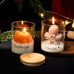 Gingerbread Man Cup Scented <b>Candle</b> Creative Fragrance Ornament Pumpkin Shaped Aroma <b>Candle</b> Holiday <b>Gift</b> - Product Image 1